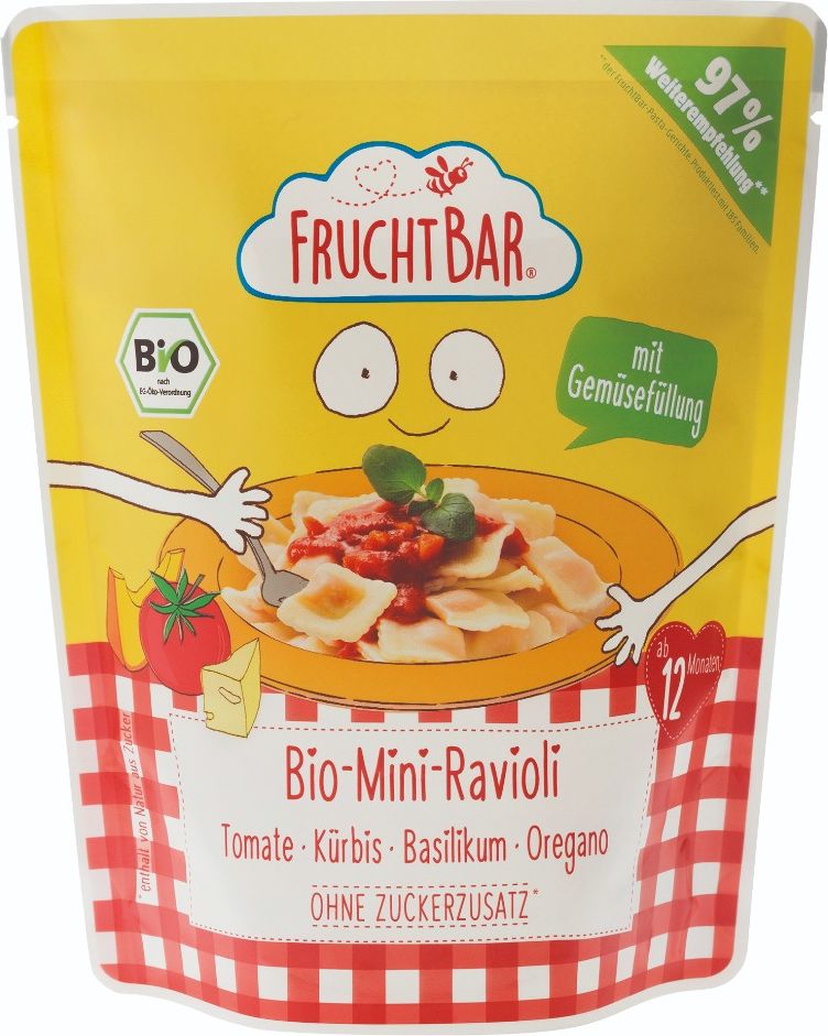 FruchtBar BIO Mini ravioly s rajčatovo-dýňovou omáčkou a bylinkami 190 g - obrázek 1