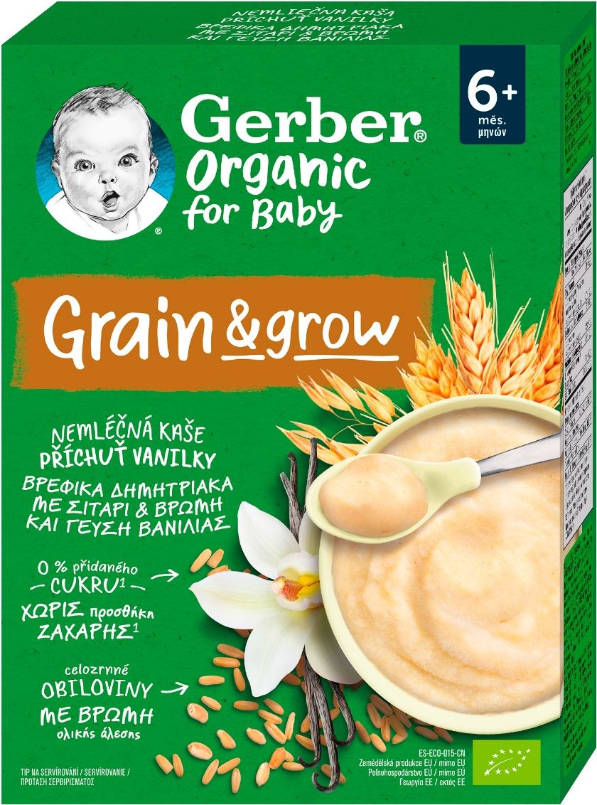Gerber Organic for Baby Nemléčná kaše s příchutí vanilky 200 g - obrázek 1
