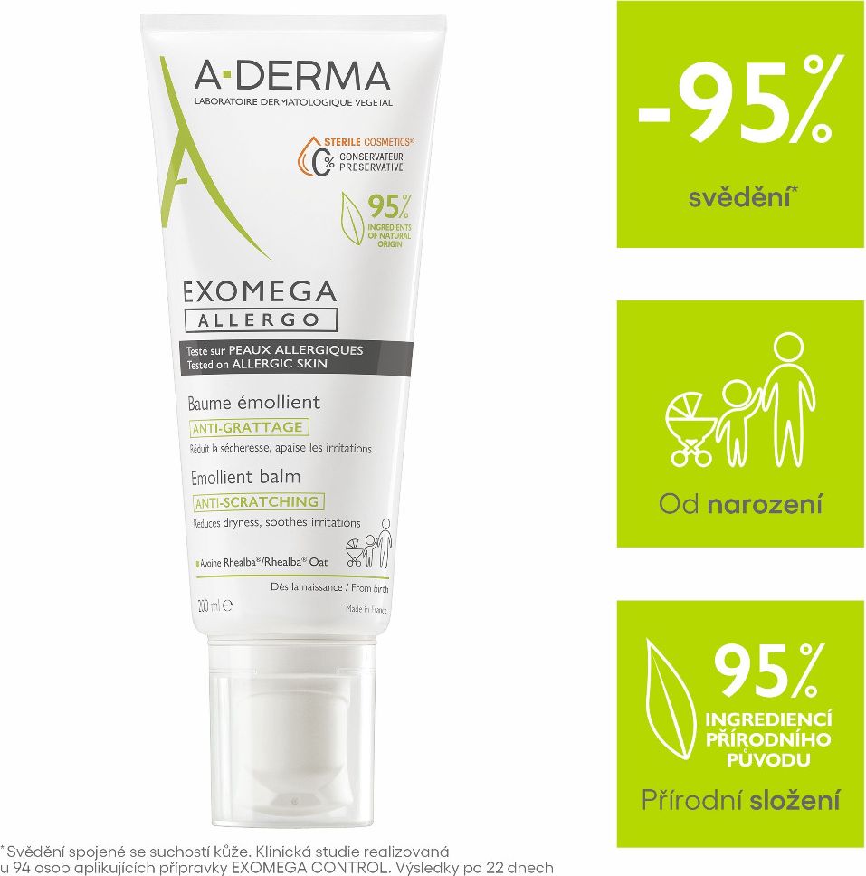 A-Derma Exomega ALLERGO emolienční balzám 200 ml - obrázek 5