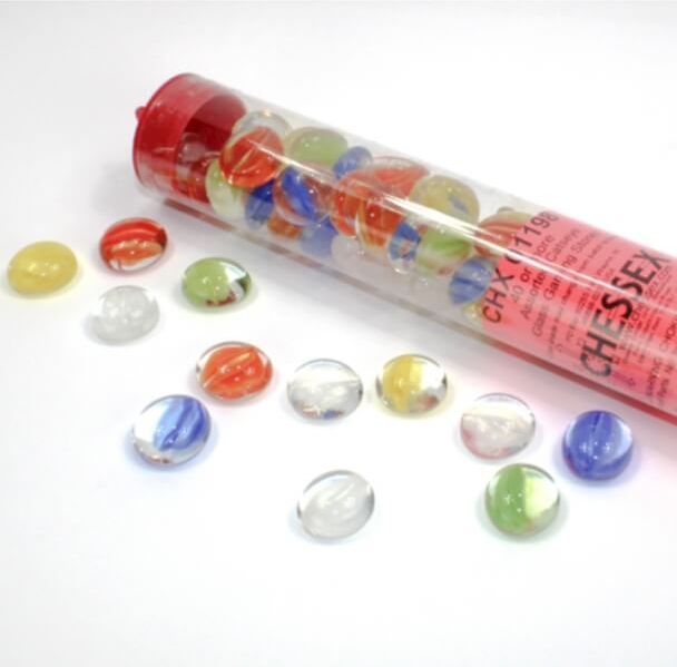 Chessex Chessex Gaming Glass Stones in Tube Catseye Assorted Colors (žetony) – 40 ks - obrázek 1