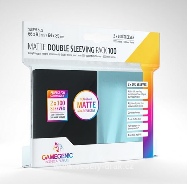 Gamegenic Obaly na karty Gamegenic Matte DOUBLE PACK Clear/Black - 2x100 ks - obrázek 1