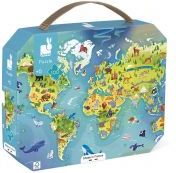 Janod Puzzle Mapa světa v kufříku - 100 dílků - obrázek 1