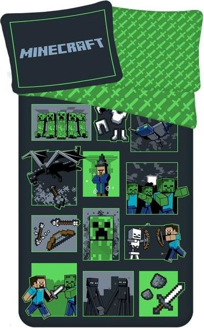 JERRY FABRICS Povlečení Minecraft Survival Mode  Bavlna, 140/200, 70/90 cm - obrázek 1