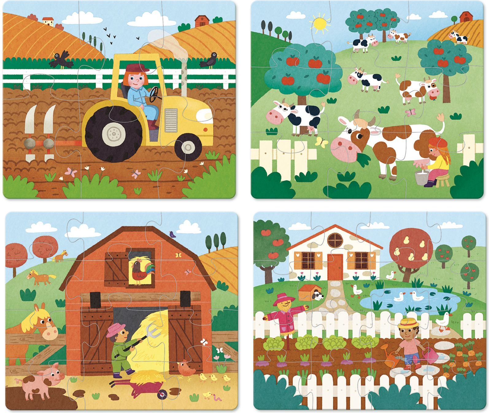 Vilac Dřevěné puzzle Farma 4v1 - obrázek 1