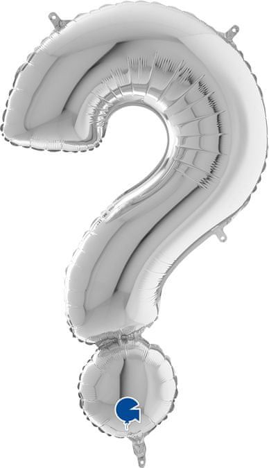 Grabo Nafukovací balónek znak otazník102cm stříbrný - - obrázek 1