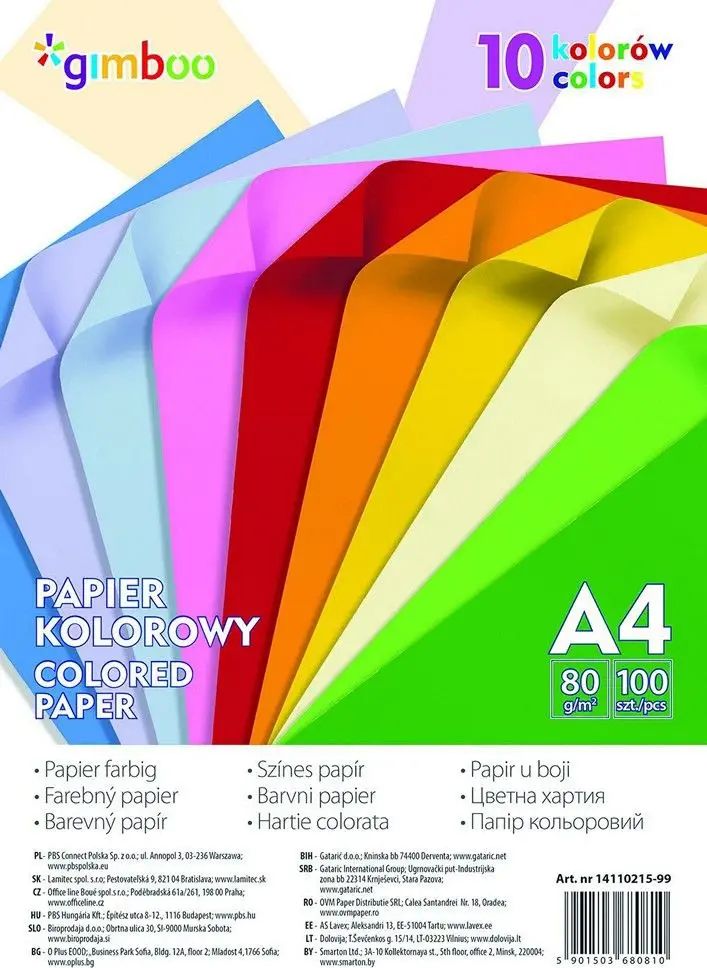 Donau Barevné papíry A4, 80 g, 10 sytých barev /100 ks - obrázek 1