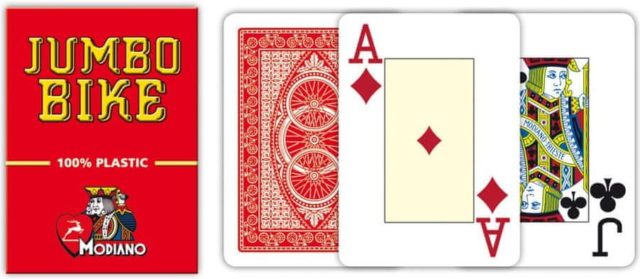 Modiano Poker Bike Trophy - 2 Jumbo Index - Profi plastové karty - červená - obrázek 1