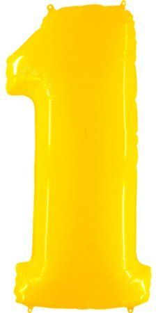 Grabo Nafukovací balónek číslo 1 žlutý 102cm extra velký - - obrázek 1
