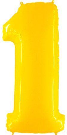 Grabo Nafukovací balónek číslo 1 žlutý 102cm extra velký - - obrázek 1
