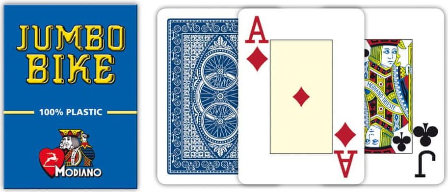 Modiano Poker Bike Trophy - 2 Jumbo Index - Profi plastové karty - modrá - obrázek 1