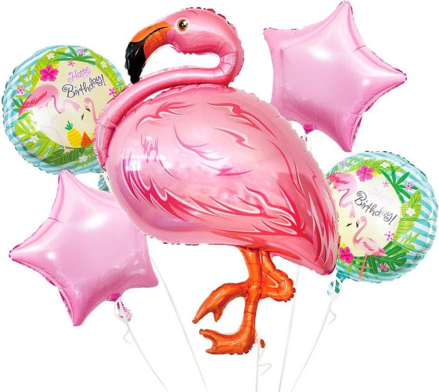 GoDan Fóliové balónky - sada plameňák, narozeniny, 5 ks. - - obrázek 1