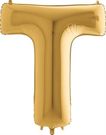 Grabo Nafukovací balónek písmeno T zlaté 102 cm - - obrázek 1