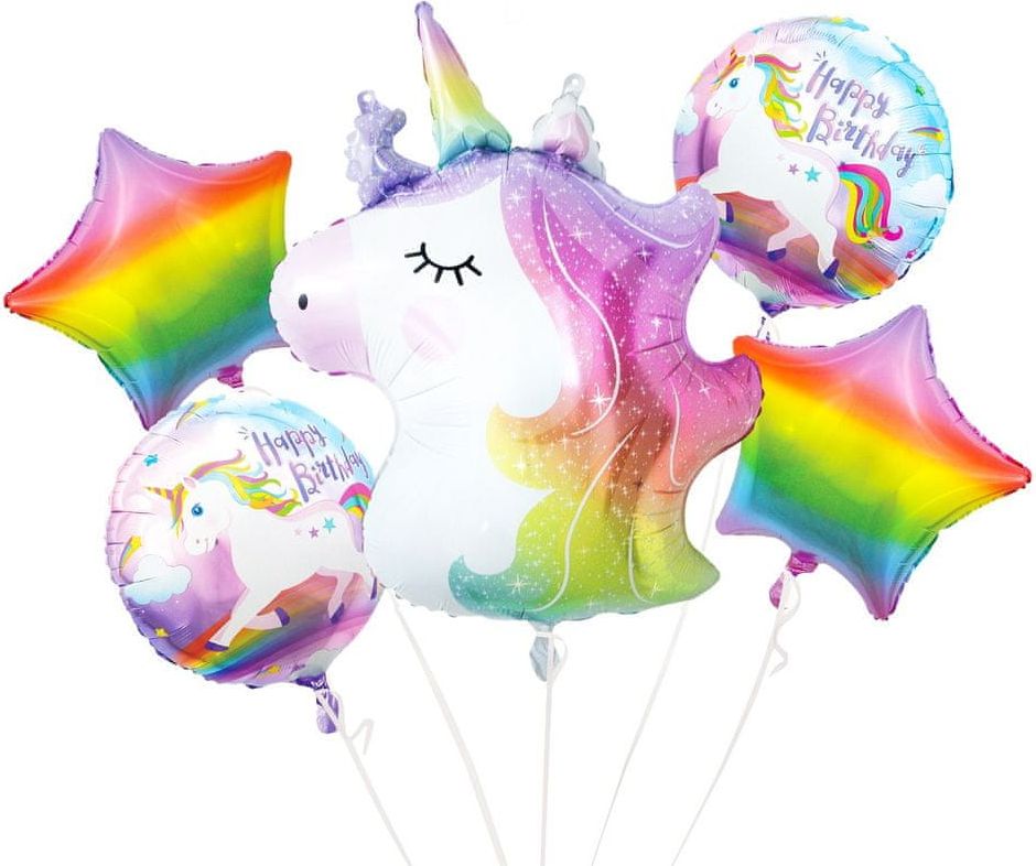 GoDan Fóliové balónky - sada jednorožec, narozeniny, 5 ks. - - obrázek 1