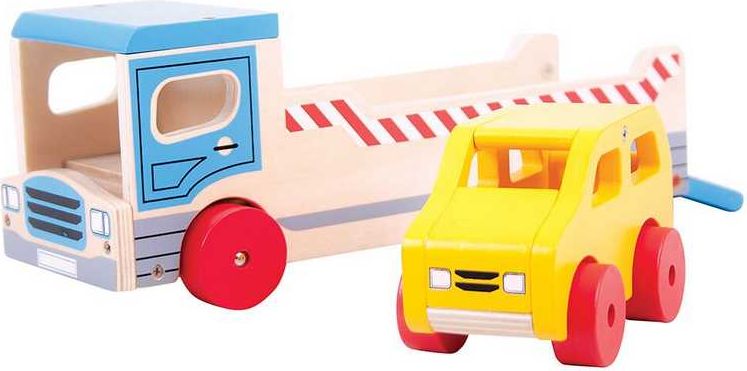 Dřevěné odtahové auto s osobním autem Bigjigs Toys - obrázek 2