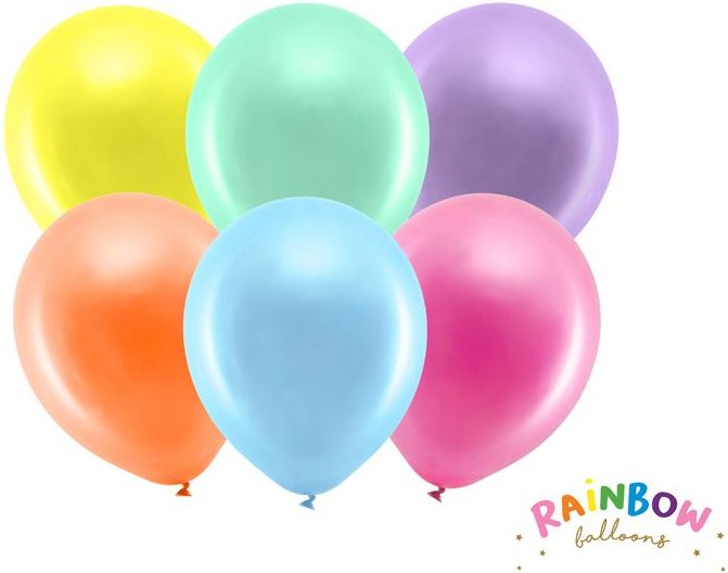 PartyDeco Metalické balónky 23cm 10ks barevné - - obrázek 1