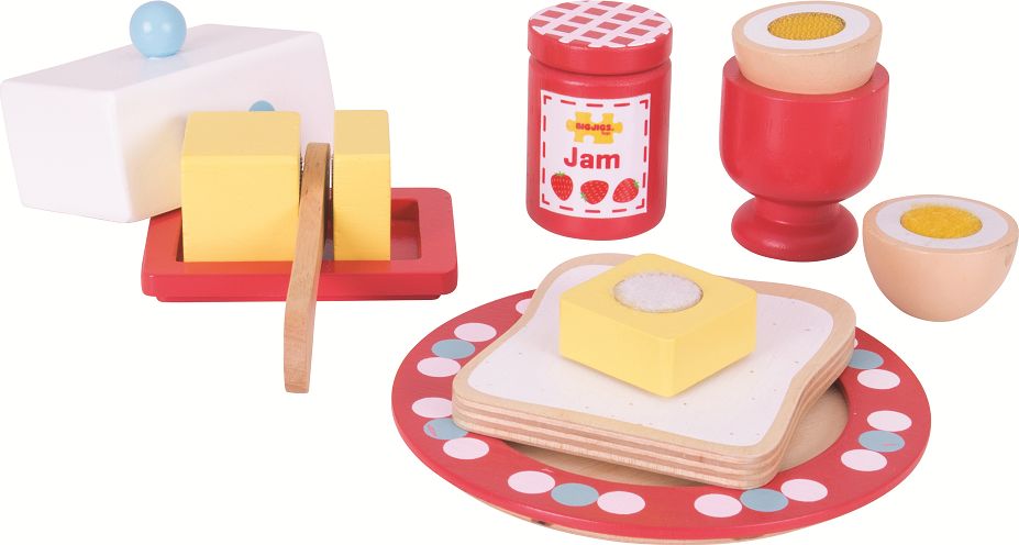 Bigjigs Toys Dřevěný set snídaně s puntíky - obrázek 2