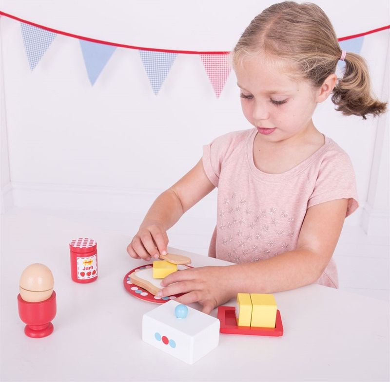 Bigjigs Toys Dřevěný set snídaně s puntíky - obrázek 3