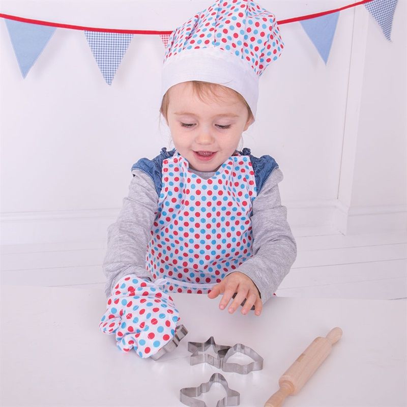 Bigjigs Toys Kuchařský set se zástěrou s puntíky - obrázek 3
