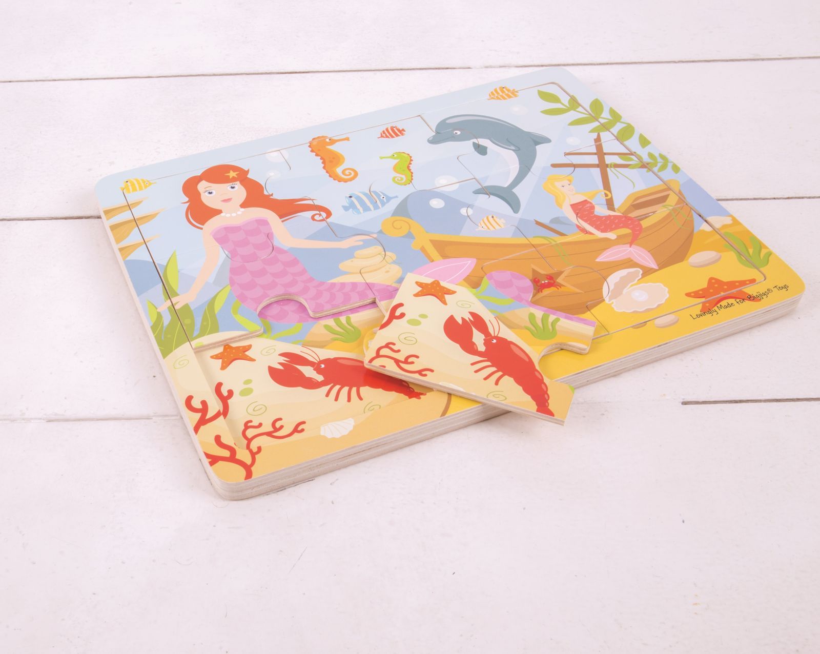 Bigjigs Toys Dřevěné puzzle Mořská panna - obrázek 3