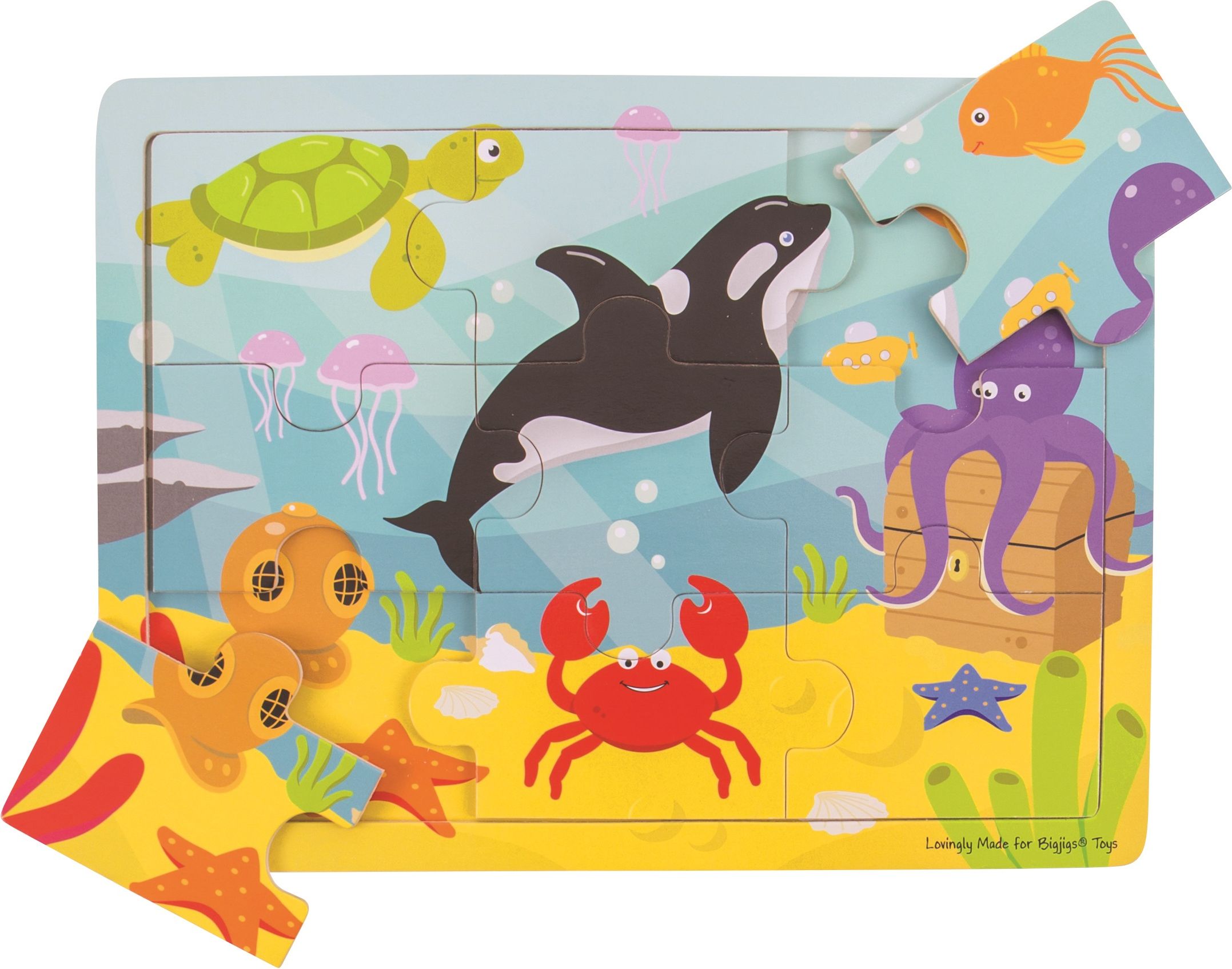 Bigjigs Toys Dřevěné puzzle mořský svět - obrázek 2