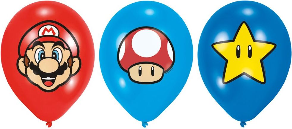 Amscan Nafukovací balónky Super Mario 27,5cm 6ks - - obrázek 1
