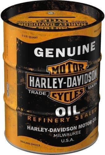 NOSTALGIC-ART Plechová kasička barel: Harley - Davidson Genuine Oil - obrázek 1