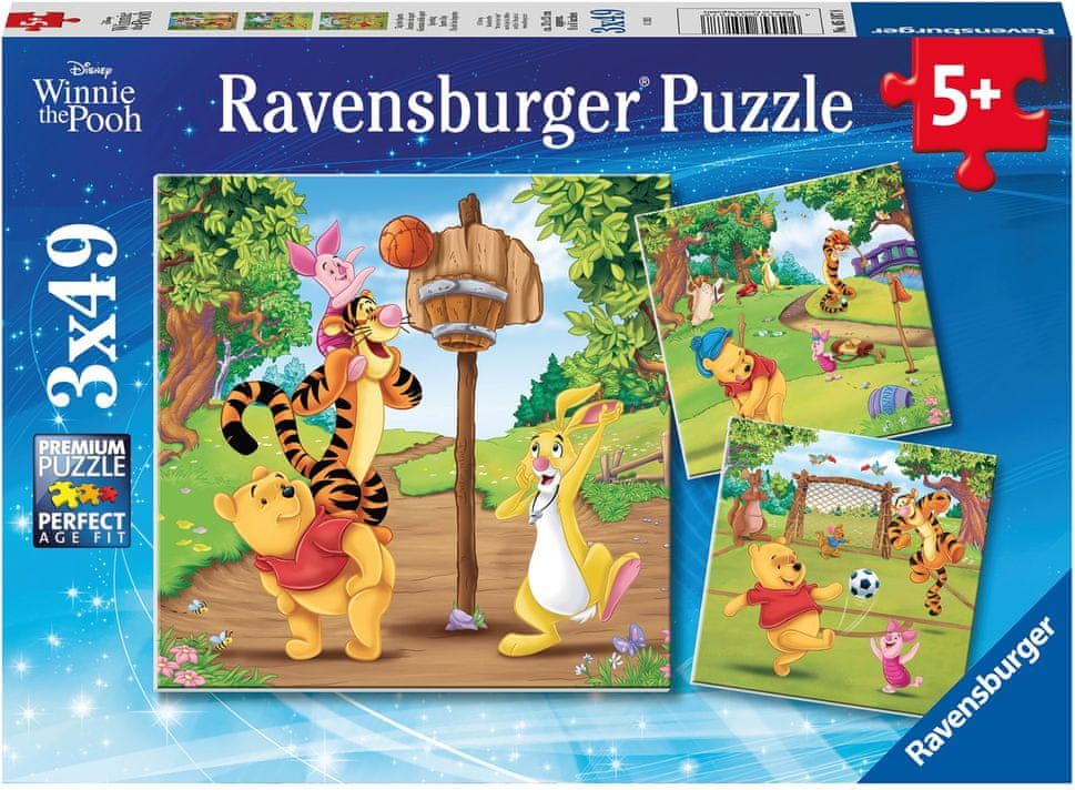 Ravensburger Disney: Medvídek Pú: Sportovní den 3x49 dílků - obrázek 1