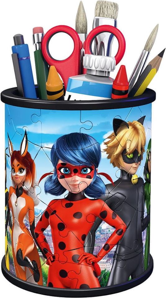 Ravensburger 3D Puzzle Stojan na tužky Miraculous: Kouzelná Beruška a Černý Kocour 54 dílků - obrázek 1