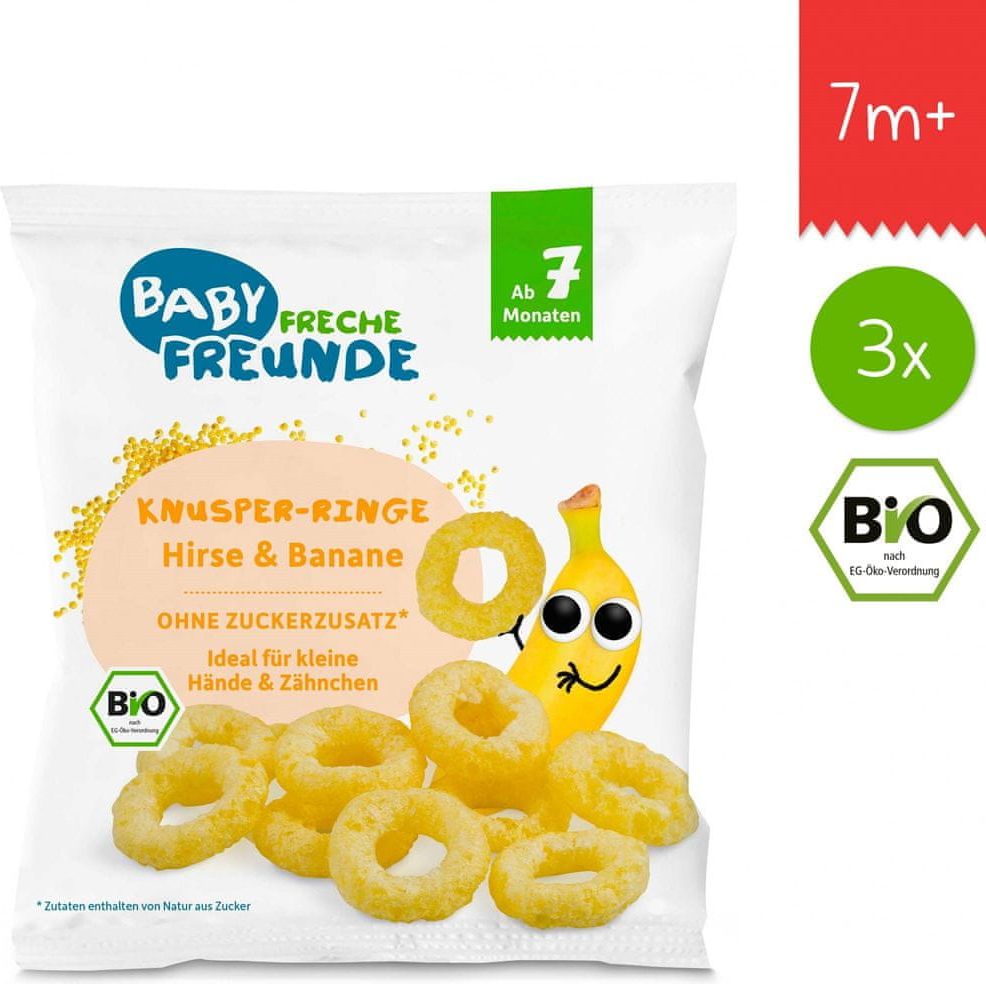 Freche Freunde BIO Křupavé kroužky - Proso a banán 3x20g - obrázek 1