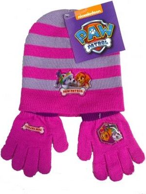 Hollywood Set zimního oblečení - Paw Patrol - růžová - čepice + rukavice - obrázek 1