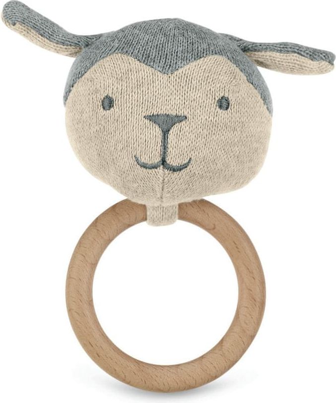 Sterntaler GOTS hračka ovečka pískací do ruky kroužek pletená 12,5 cm šedá 3331980 - obrázek 1