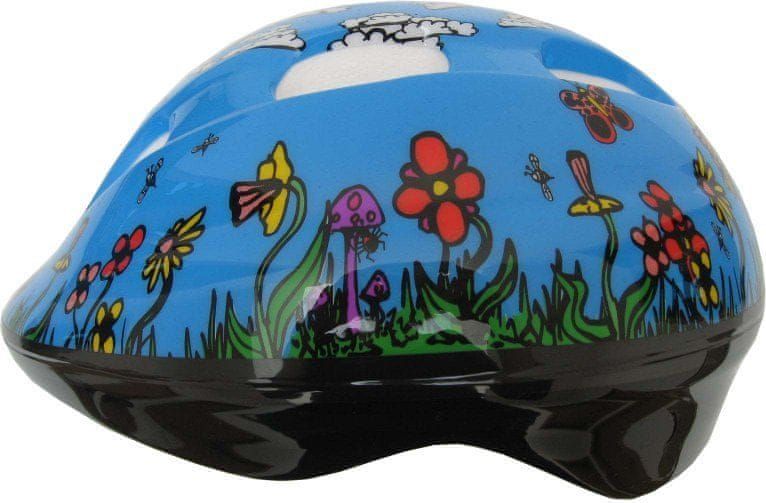 HolidaySport Dětská cyklistická helma Fly modrá s kytičkami M - obrázek 1