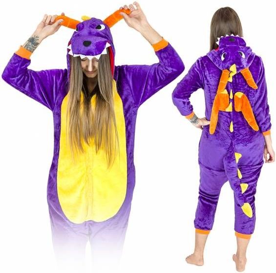 Zolta Fialový drak KIGURUMI ONESIE tepláky pyžamo kombinéza Kigu XL - obrázek 1