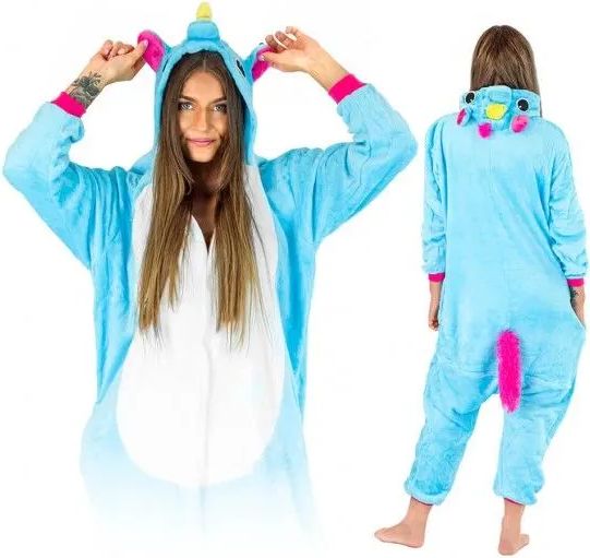 Zolta Modrý růžový pegasus KIGURUMI ONESIE TEPLÁKY PYŽAMO KOMBINÉZA KIGU S - obrázek 1
