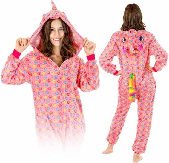 Zolta JEDNOROŽEC RŮŽOVÝ HVĚZDY KIGURUMI ONESIE TEPLÁKY PYŽAMO KOMBINÉZA KIGU M - obrázek 1