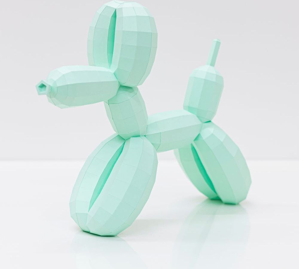 Cut'n'Glue Balónkový pes – 3D papírový model, tyrkysová - obrázek 1