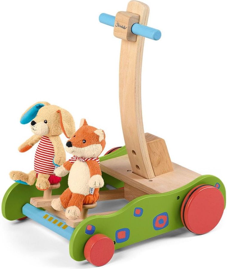 Sterntaler chodítko dřevěný vozík zajíc a liška 9951880, vícebarevná - obrázek 1