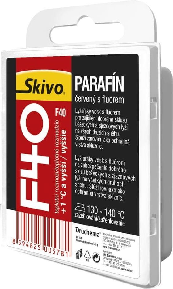 Skivo Vosk Parafín F40 červený s fluorem 40 g (+1°C a vyšší) - obrázek 1