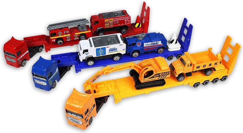 GearBox Autíčka 1:64 stavební vozidla hasiči policie kov - obrázek 1