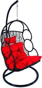 FORLIVING Závěsné relaxační křeslo SEWA - červený sedák - obrázek 1