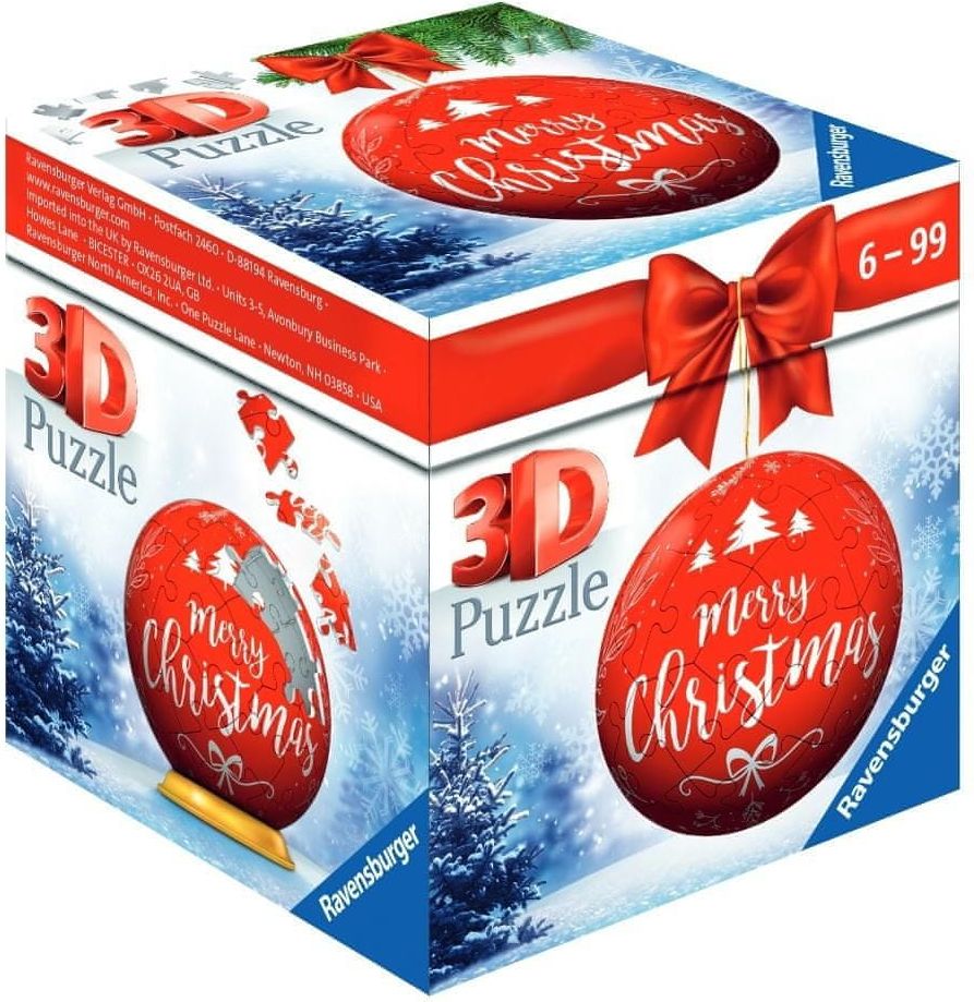 Ravensburger 3D Puzzle Puzzle-Ball Vánoční ozdoba červená 54 dílků - obrázek 1