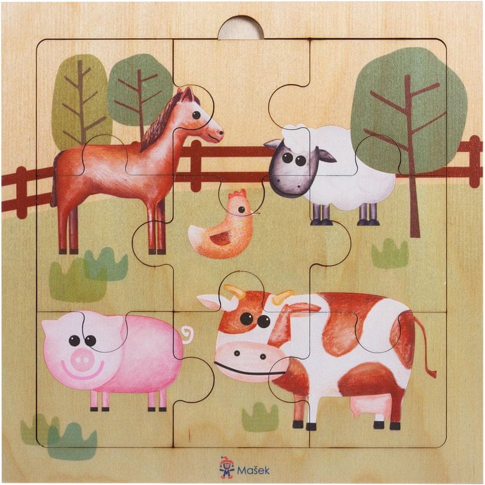 Mašek Dřevěné puzzle - Zvířátka na farmě - obrázek 1