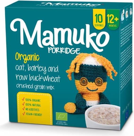 Mamuko Bio dětská kaše drcená zelená pohanka, ječmen, oves 240g [bio009] - obrázek 1