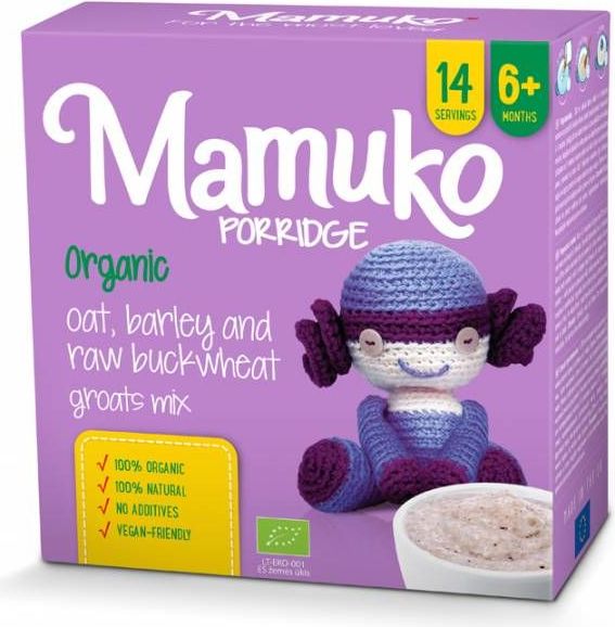 Mamuko Bio dětská kaše zelená pohanka, ječmen, oves 240g [bio006] - obrázek 1