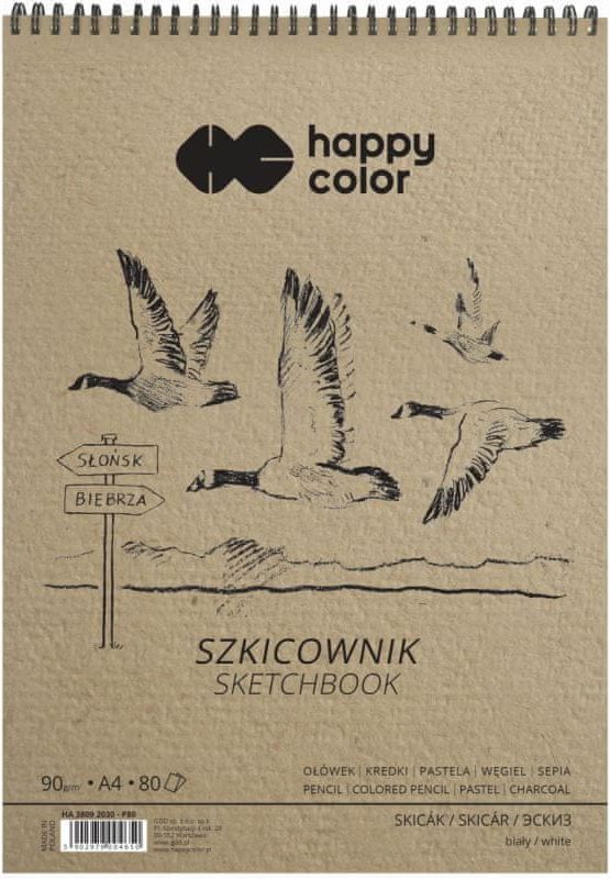 CBPAP Blok skicák BIRDS A4, bílý, 90 g / m2, 80 listů, Happy Color - obrázek 1