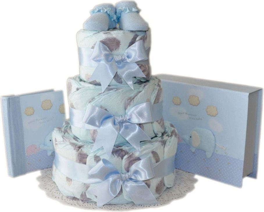 Bebé de París Třípatrový plenkový dort Šťastné vzpomínky modrý - obrázek 1