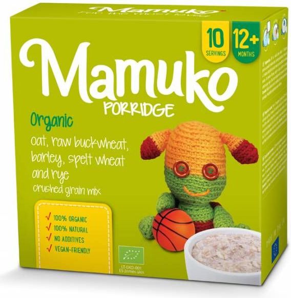 Mamuko Bio dětská kaše drcená zelená pohanka, ječmen, špalda, žito, oves 240g [bio008] - obrázek 1