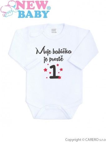 Body s potiskem New Baby Moje babička je prostě jednička, Červená, 56 (0-3m) - obrázek 1