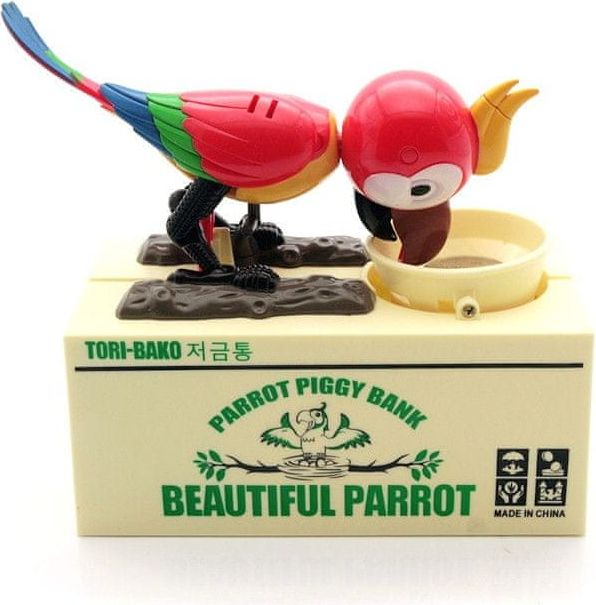 Pokladnička na mince hladový papoušek zelený - obrázek 1