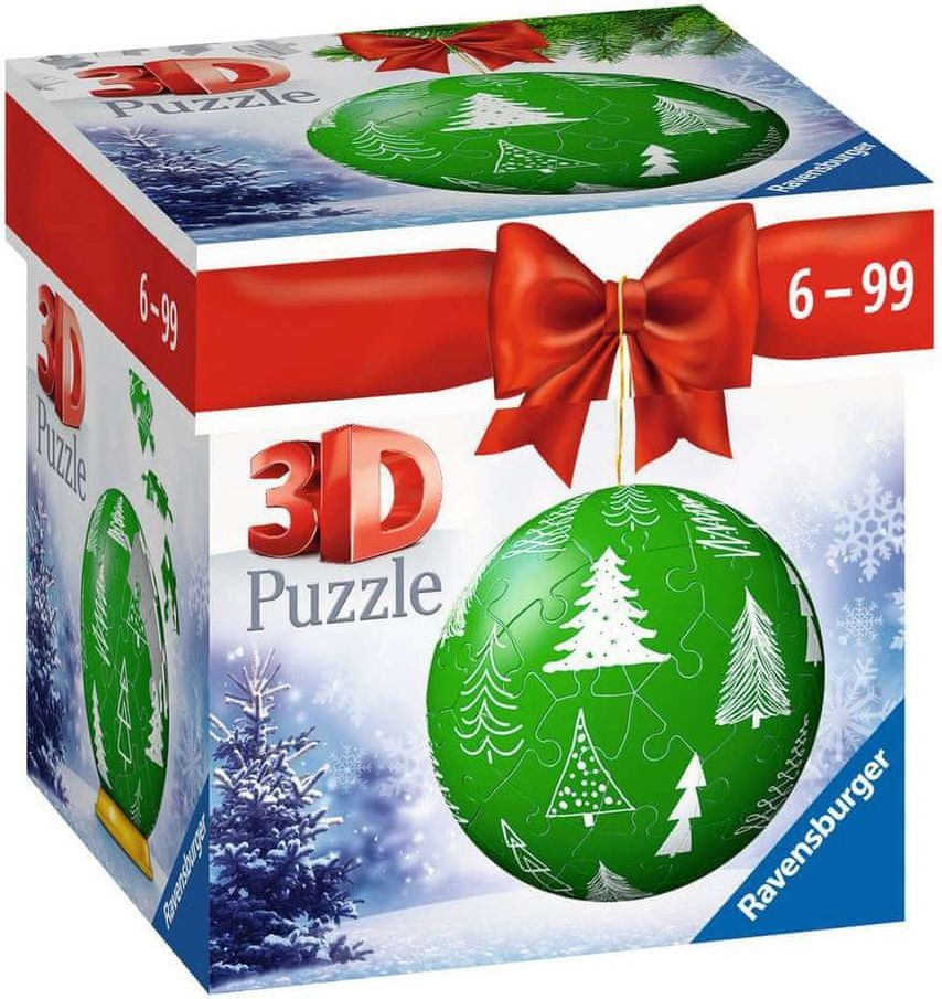 Ravensburger 3D Puzzle Puzzle-Ball Vánoční ozdoba zelená 54 dílků - obrázek 1